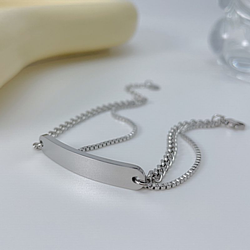 Women's Jewelry Fashion Titanium Steel Double Layer Stacking Summer Commuting All Match Stainless Steel Long Curved Brand Bracelet Female_voghion.com