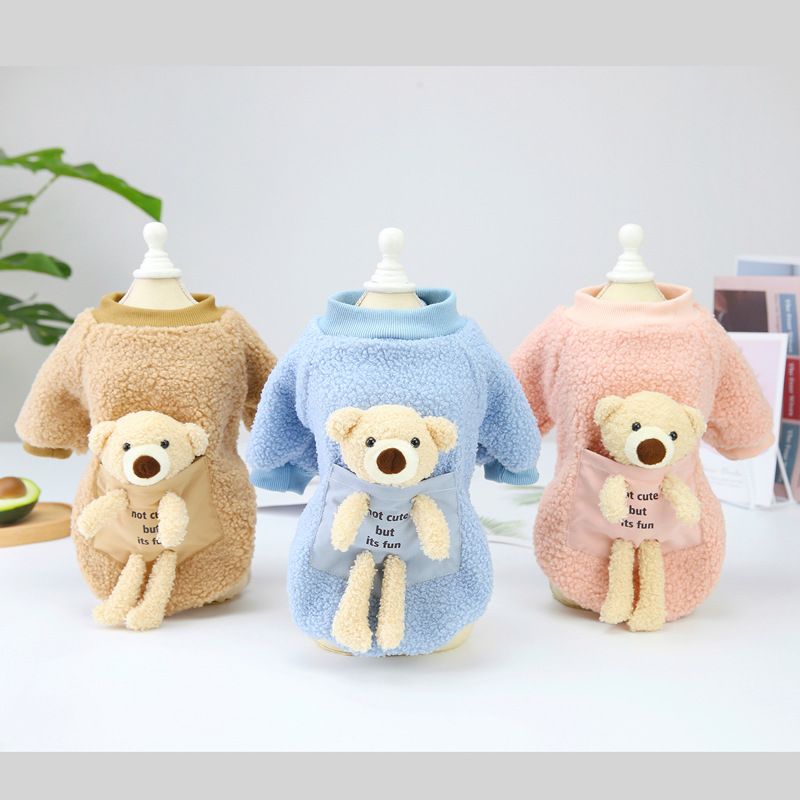 Huisdier hond herfst en winter nieuwe Teddy huisdier kleding, tweebenige jas, 21 rug teddybeer pluche jas_voghion.com