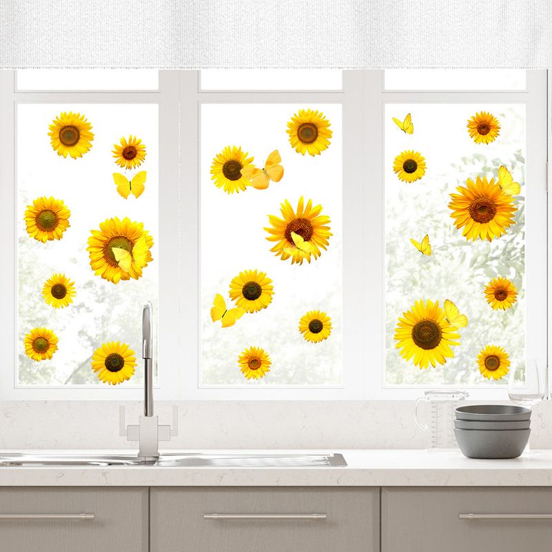Sommer Sonnenblumen Atmosphäre CH81553 PVC Kinderzimmer DIY Gelb Serie Wandaufkleber_voghion.com