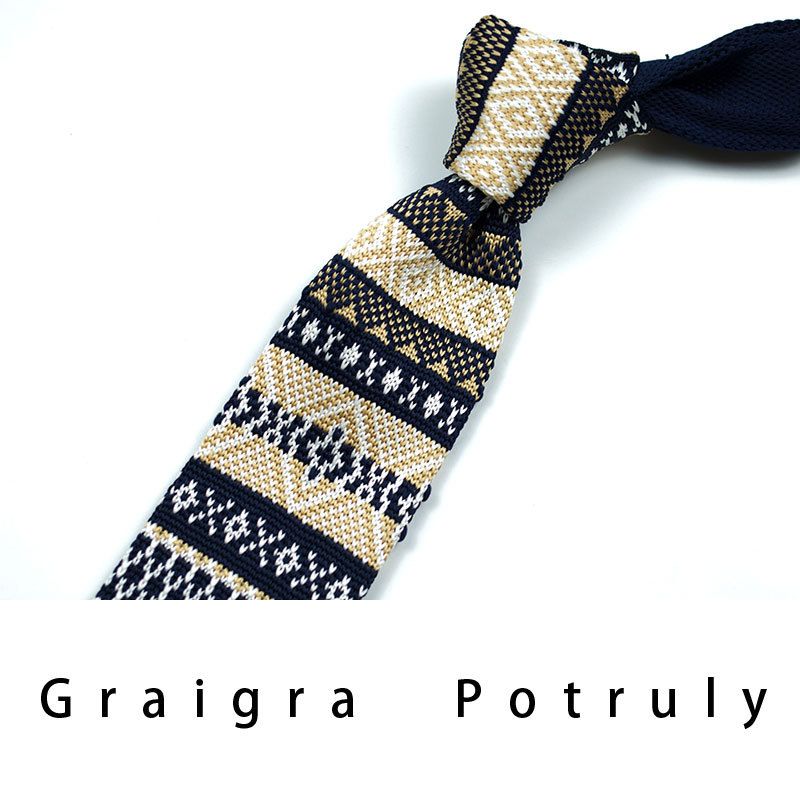 Men's Ties & Handkerchiefs style ethnic style coffee color yellow gray dark green width 6CM men's knitted tie_voghion.com