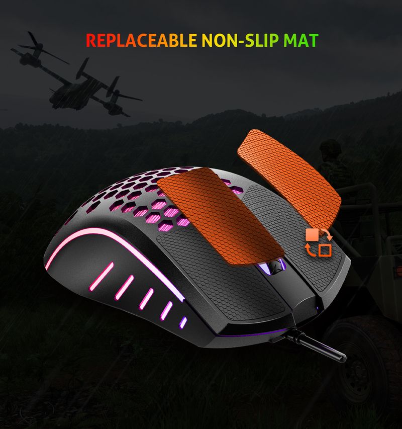 MEETION MT-GM015 Mouse da gioco professionale con superficie a nido d'ape con illuminazione a 7 colori, resistente allo sporco e robusto_voghion.com