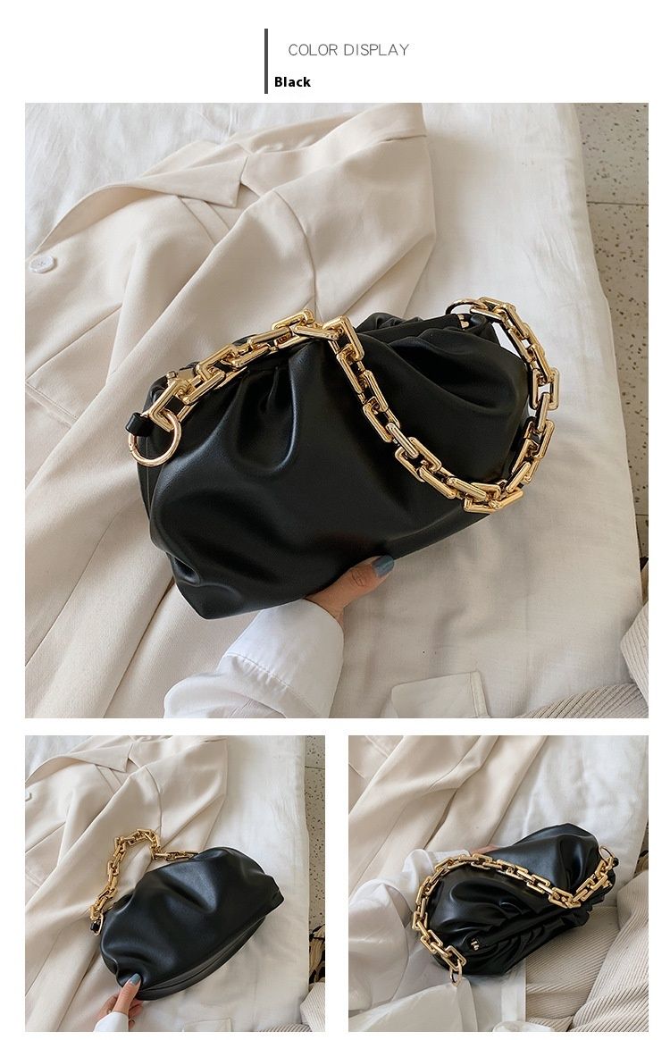 2024 New Cloud Women's Korean Edition Casual Simple Fashion Shoulder Bag Chained Handbag_voghion.com
