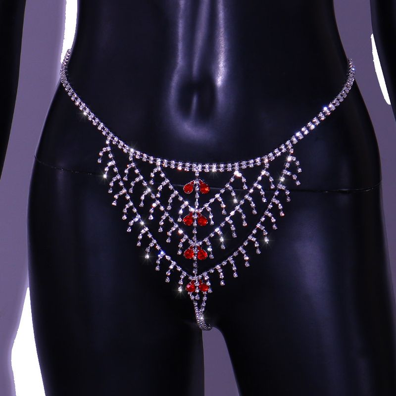 Jewelry Shiny Zircon Ruby Milk chain-shaped Nightclub Diamond Body chain Set chain_voghion.com