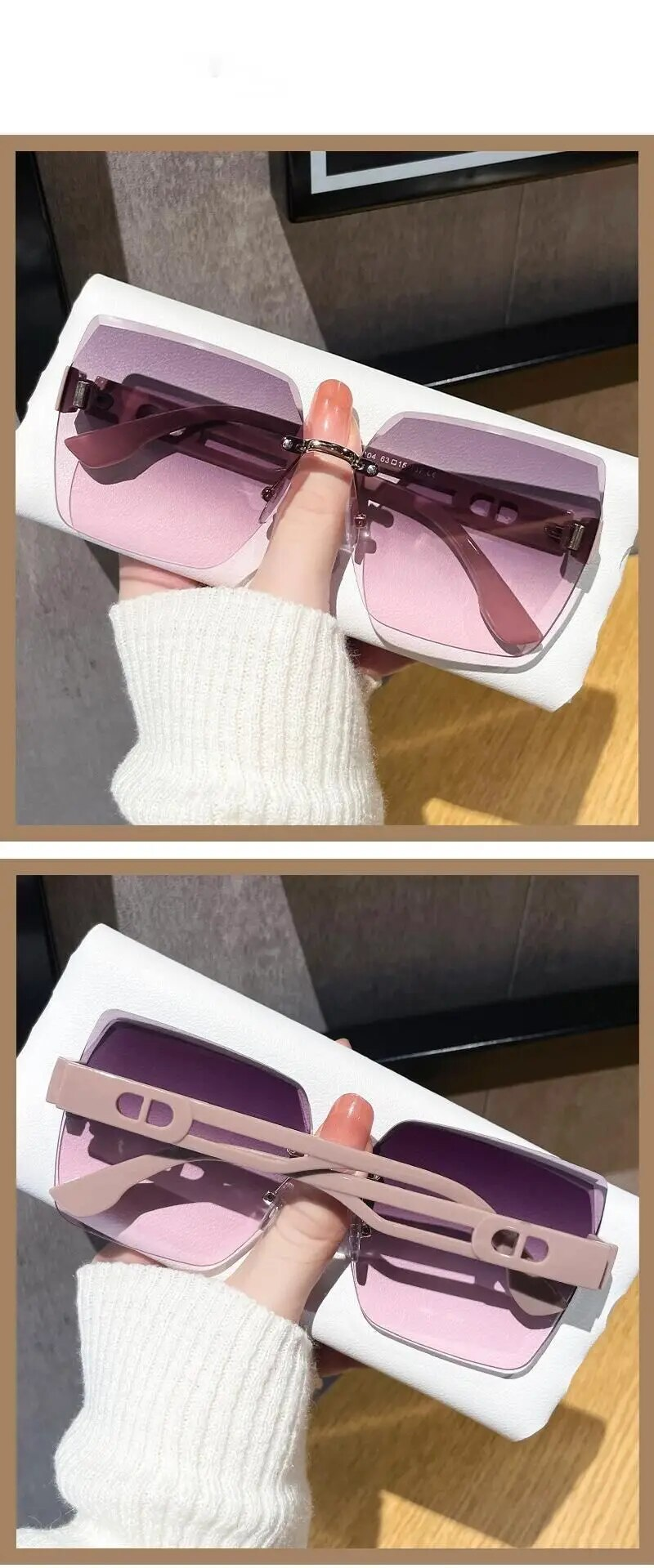 2024 nuovi occhiali da sole alla moda senza cornice rifiniti con cornice grande, piccoli occhiali da sole profumati in stile vetrina per l'eleganza_voghion.com