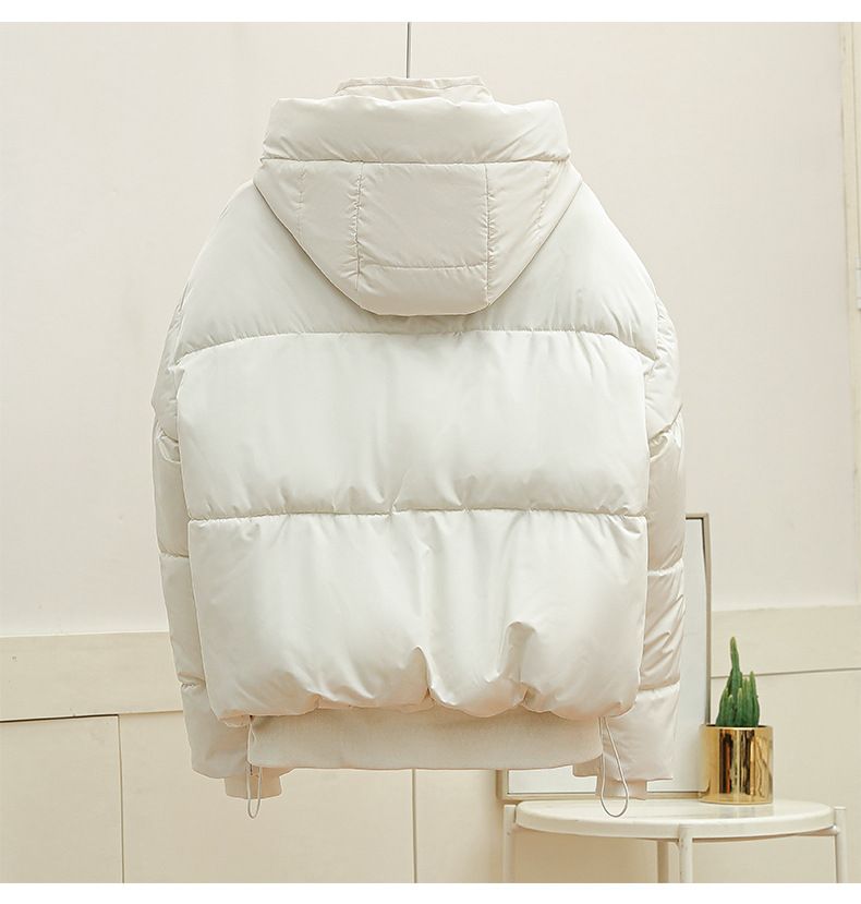 Internet celebrity live streaming European goods with down and short leather buckle hooded cotton jackets, small design_voghion.com