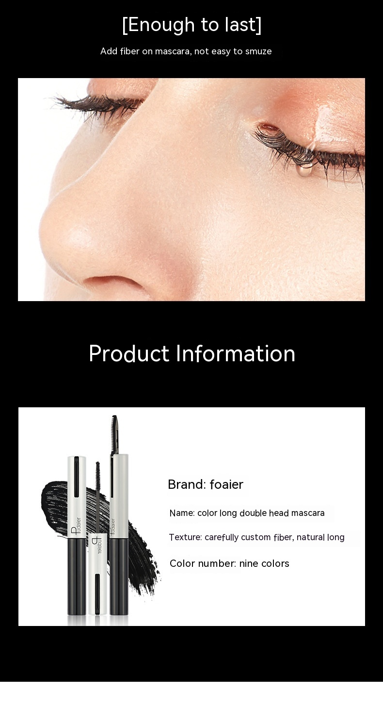 Pudaier Buntes Schwarz, lang, lockig, wasserfest, Make-up-resistent, 9 Farben Augenschwarz_voghion.com