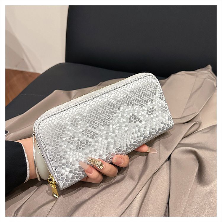 Damentaschen, neues Schlangenhautmuster, lange Geldbörse mit Reißverschluss und mehreren Kartenfächern, Clutch mit großer Kapazität, modische Geldbörse_voghion.com