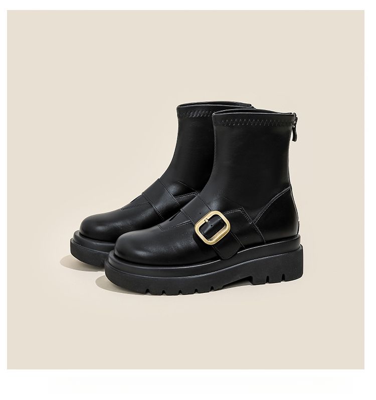 8cm Height Increasing Chunky Martin Boots 2025 New Autumn And Winter Round Toe Street Style Pairing Black Shorts Wear Comfortable Lightweight_voghion.com