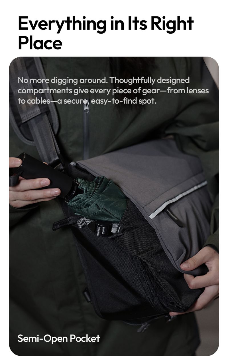 ulanzi TE88 Shoulder Crossbody Bag For Camera Tripod Tablet 3-Point Carry System 15L Capacity With Dividers_voghion.com