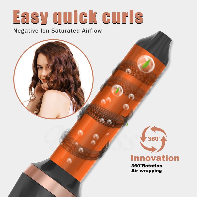Multifunktionaler 6-in-1-Heißluftkamm für den Haushalt, automatische Absaugung, Schnelltrocknung, Modellier-Haartrockner, Glätteisen für glattes und lockiges Haar_voghion.com