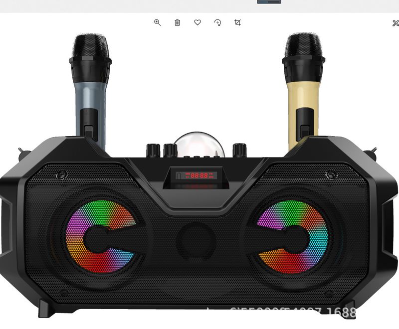 Family Karaoke Microphone Dual Microphone Bluetooth Speaker Desktop Subwoofer Barrel Living Room Home Support APP_voghion.com