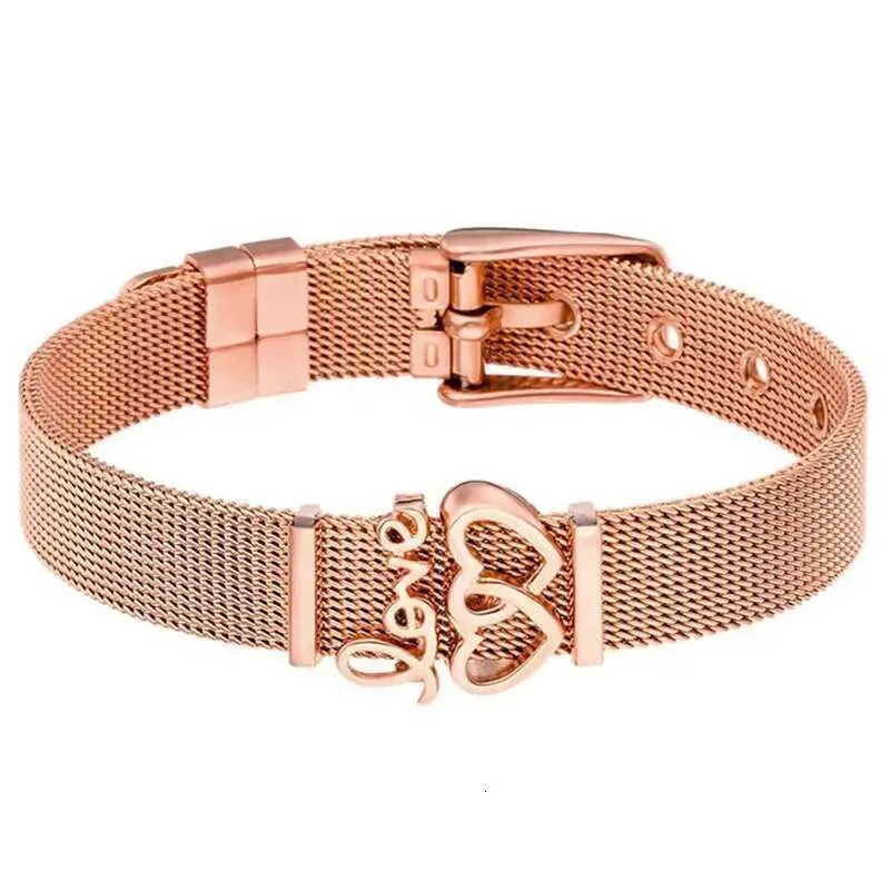 Fashion Stainless Steel For Woman Men Mesh Set Crystal Heart Anchor Charm Fine Bracelet Bangle Female Lover_voghion.com