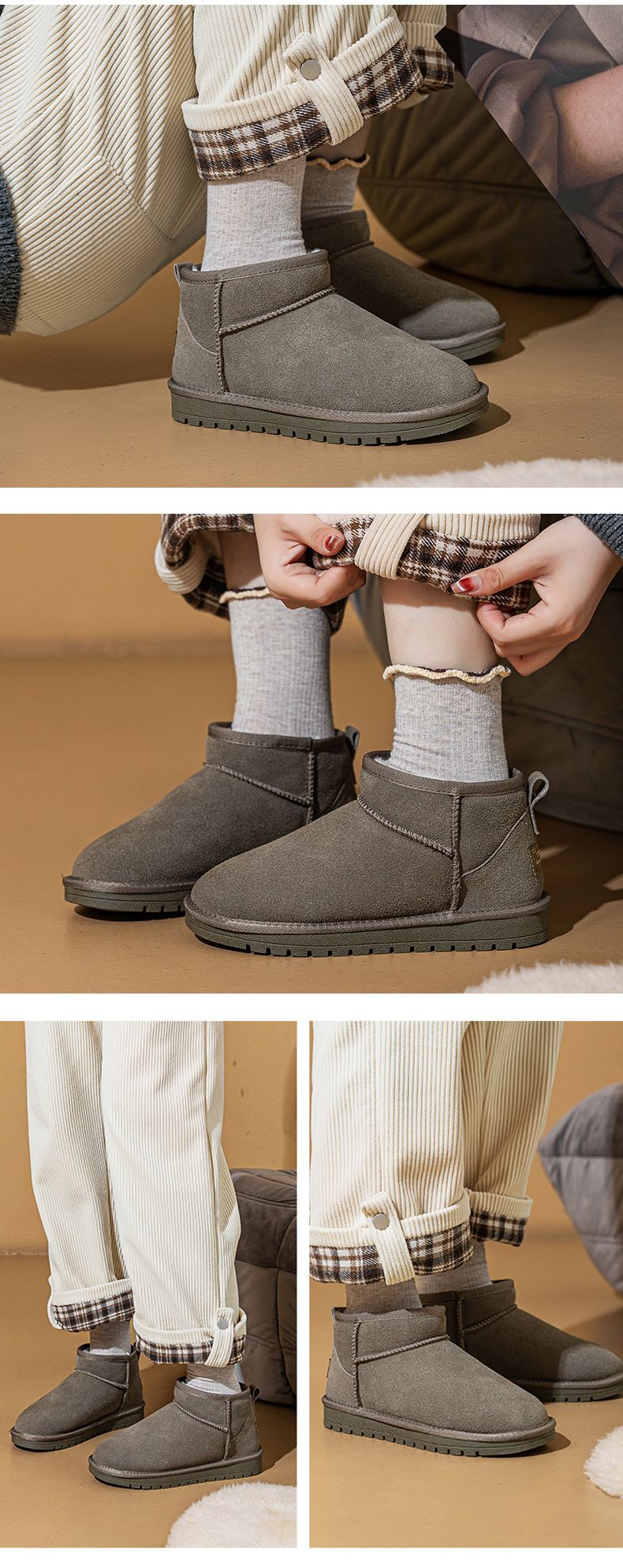 Pioggia invernale stesso stile neve donna, pelle di pecora integrata, nuovo modello 2025, calde mini scarpe in vera pelle di cotone,_voghion.com