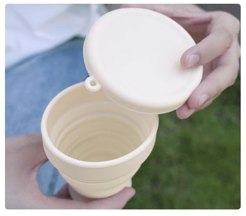 200 ml pārnēsājama silikona saliekama ūdens krūze, āra karstumizturīga teleskopiska saliekama krūze ar vāku ceļojumu, kempinga vajadzībām_voghion.com
