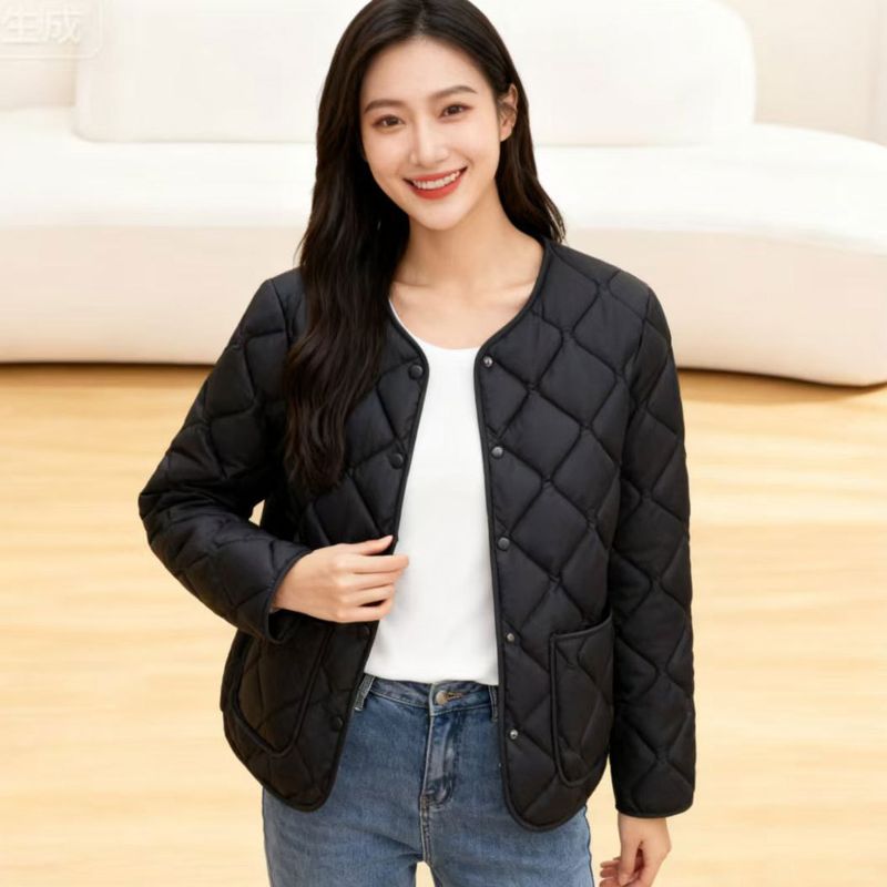 Round Neck Inner Jacke For Women Winer New Slim Fi Base V-Neck Solid Color Slimming Warm Shor Lighweigh Coon_voghion.com