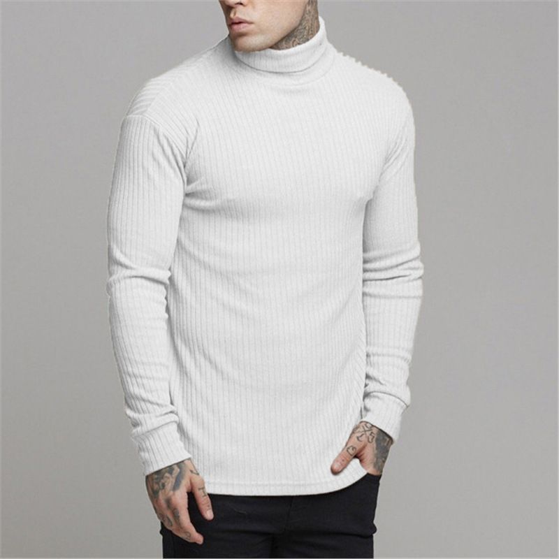 Felpa con cappuccio casual da uomo per autunno e inverno, maglia sportiva a maniche lunghe da uomo, strato di base con maglione a collo alto_voghion.com