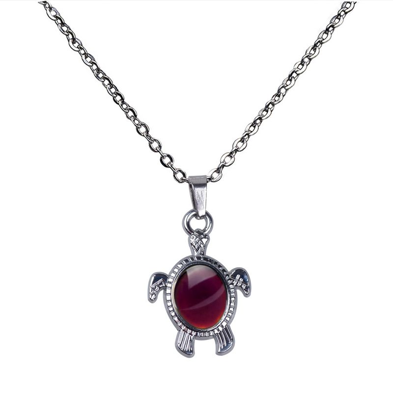 Cute Little Turtle Feels Warm and Moods Change Color Stainless Steel Necklace Engraving_voghion.com