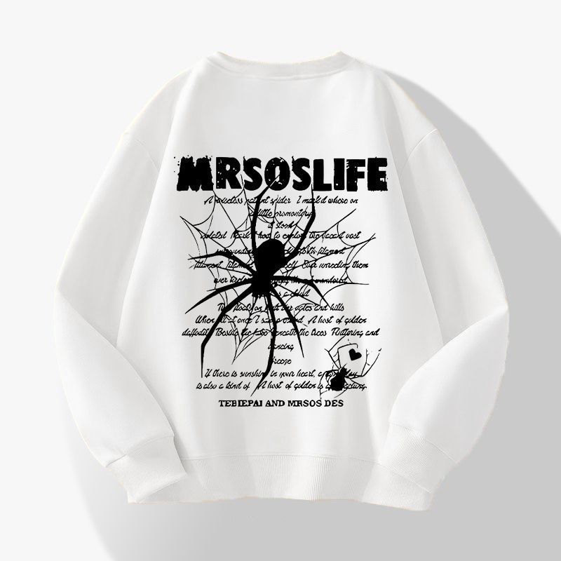 Sweatshirt mit Rundhalsausschnitt und Spinnen-Print für Herren und Damen – Übergroßer Freizeitpullover für Teenager und Erwachsene (Winter, Baumwollmischung, Unisex, Streetwear)_voghion.com