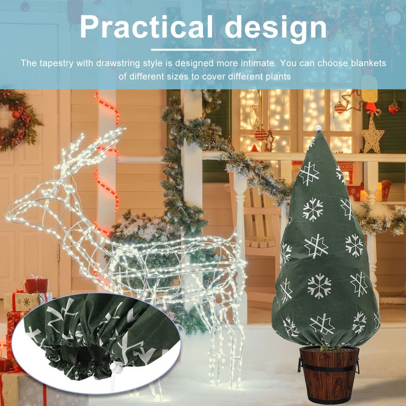 Plant Freeze Protection Cover Bag Garden Plant Cover Winter Freeze Frost Protection Warm Cover Plant Protecting Bag Snowman Xmas_voghion.com