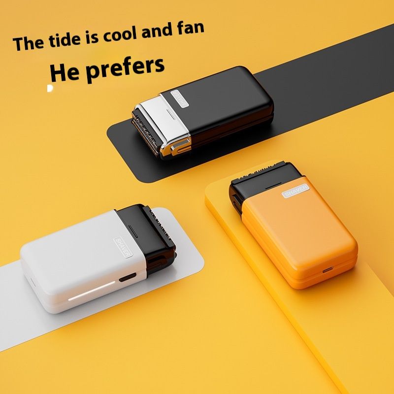 Nuovo rasoio elettrico compatto, mini portatile USB a doppia lama, con aspirazione magnetica alternata_voghion.com