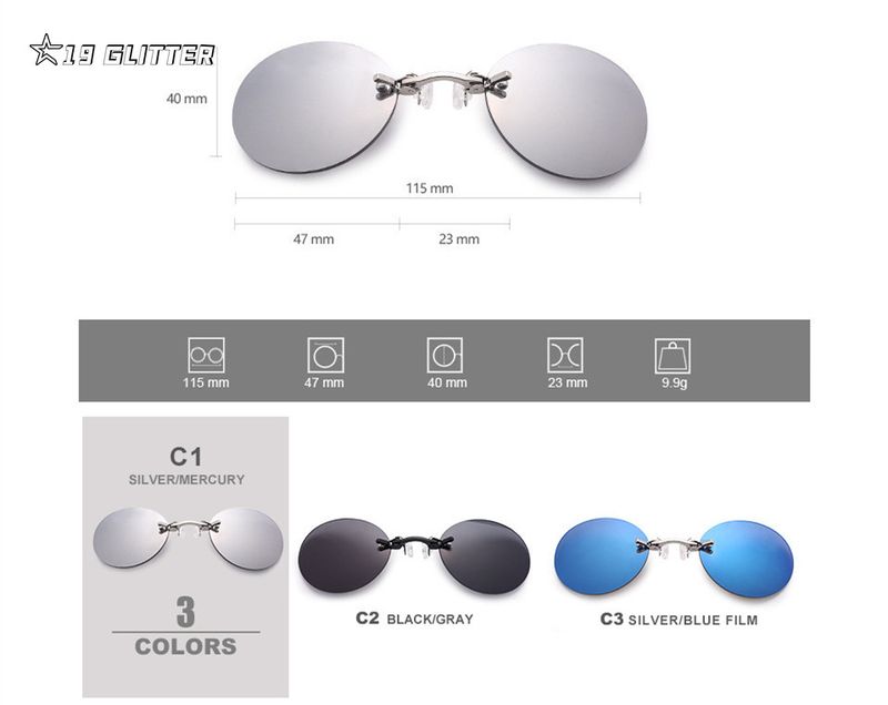 Uued saabumised klipsiga ninaga ümmargused raamita Matrix Morpheus päikeseprillid mini raamita vintage meeste prillid UV400_voghion.com