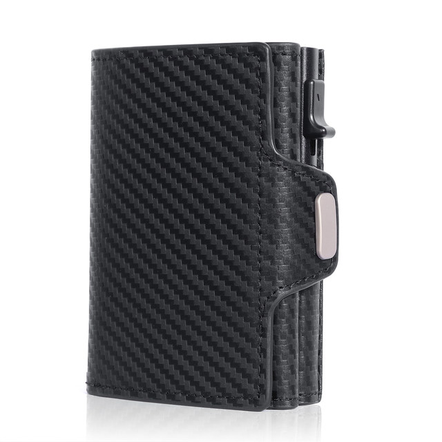 Vintage Crazy Horse Leder Herren Geldbörsen Luxus RFID Schutz Mini Metall Geldbörse Reißverschluss Münzfach für Männer und Frauen_voghion.com