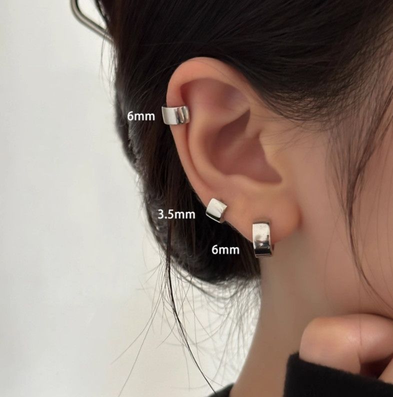 Orecchini a cerchio semplici in argento sterling 925 con fascia larga, per donna e ragazza, A33_voghion.com