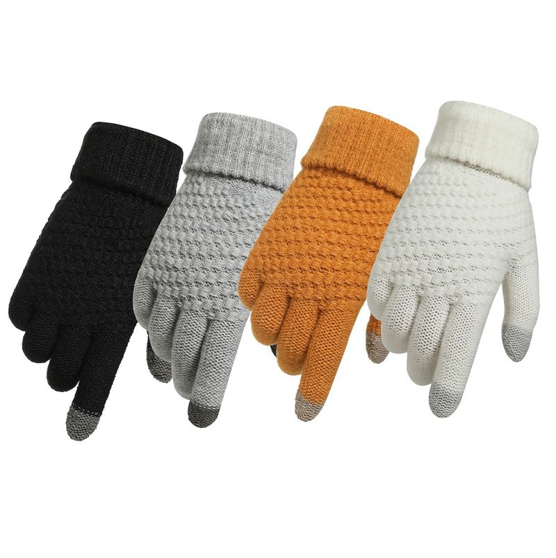 Autumn Winter Touch Screen Men, Thickened Anti Needle Jacquard For Women, Fashionable And Warm Couple Knitted Gloves_voghion.com