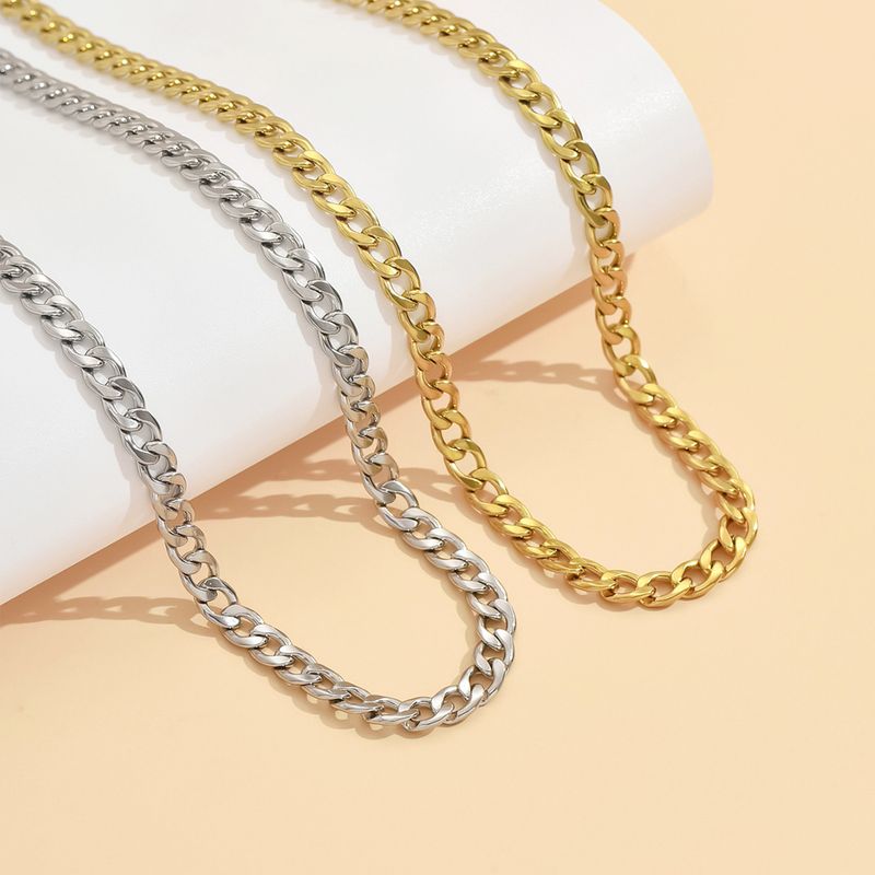 Collier NK unisexe en acier inoxydable de style punk minimaliste de 6 mm avec chaîne cubaine_voghion.com
