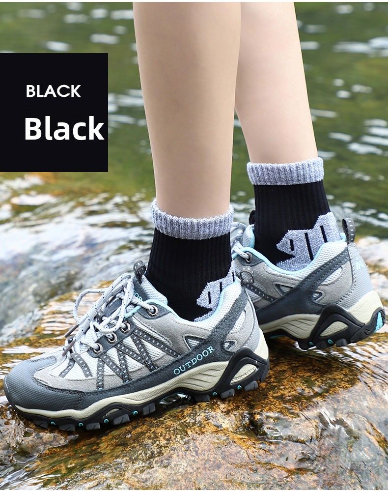 Calzini professionali da esterno per uomo e donna, calzini sportivi spessi con fondo in spugna per escursionismo, maratona e corsa, tre paia_voghion.com