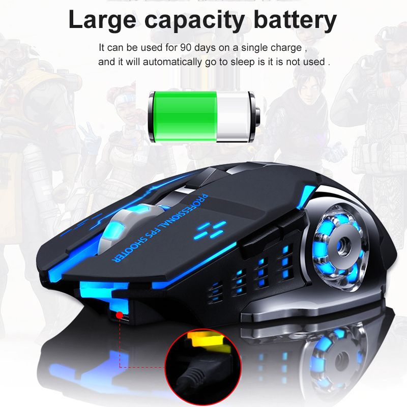 Drahtlose Drahtlose Maus Gaming Computer Stille Bluetooth Maus 2,4G USB Mechanische Hintergrundbeleuchtung PC Gamer Maus Für Computer_voghion.com