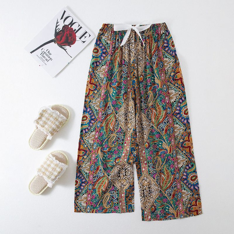 Women's Sleepwears Cotton silk pajama pants beach pants can be worn over a large size home dress nine point pants_voghion.com