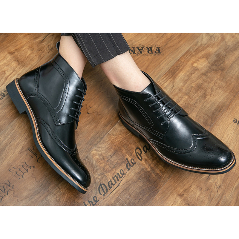 Pánské boty Chukka Boty Šněrovací Módní Kotníkové boty Ležérní Oxfords Kožené boty se špičkou křídel Pohodlné_voghion.com