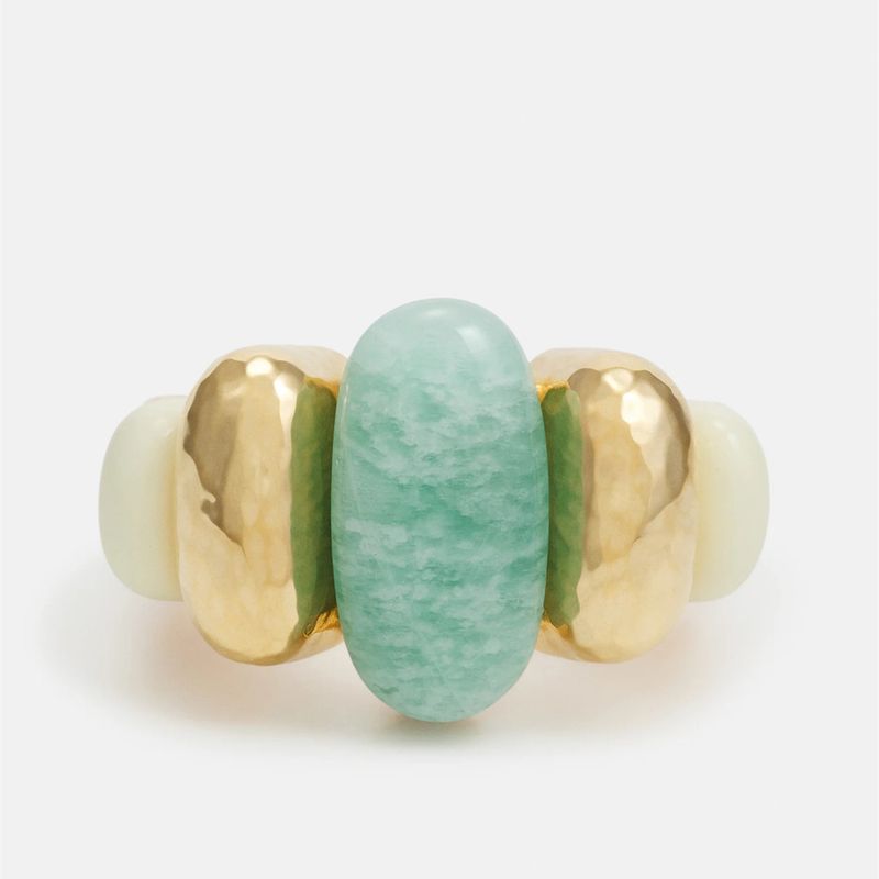 Damenschmuck, elegantes Set mit unregelmäßigen Amazonit-Ohrringen und -Ringen, geometrische Ohrringe im Vintage-Boho-Stil und stapelbare Ringe für Frauen_voghion.com