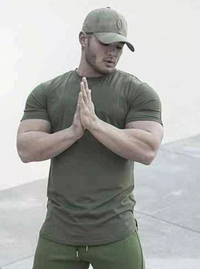 Rundhalsausschnitt kurzarm engen t-shirt neue stil männer fiess sport läuft weich und elastisch_voghion.com