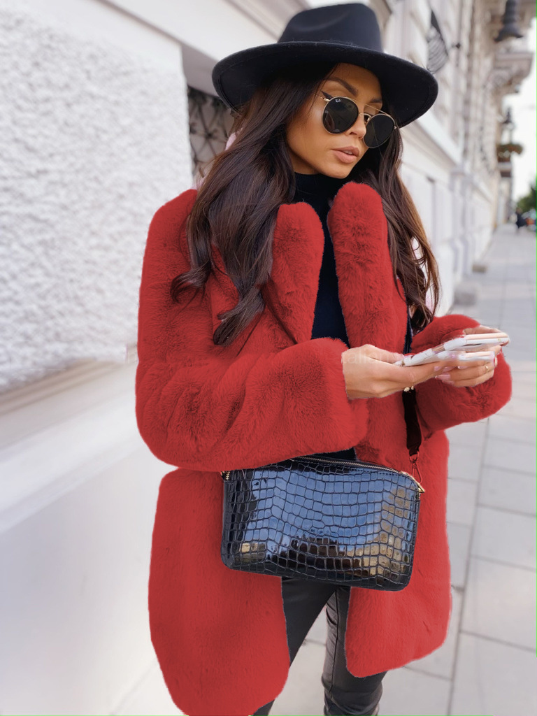 Cappotto invernale in pelliccia di coniglio di peluche con colletto spesso da donna_voghion.com