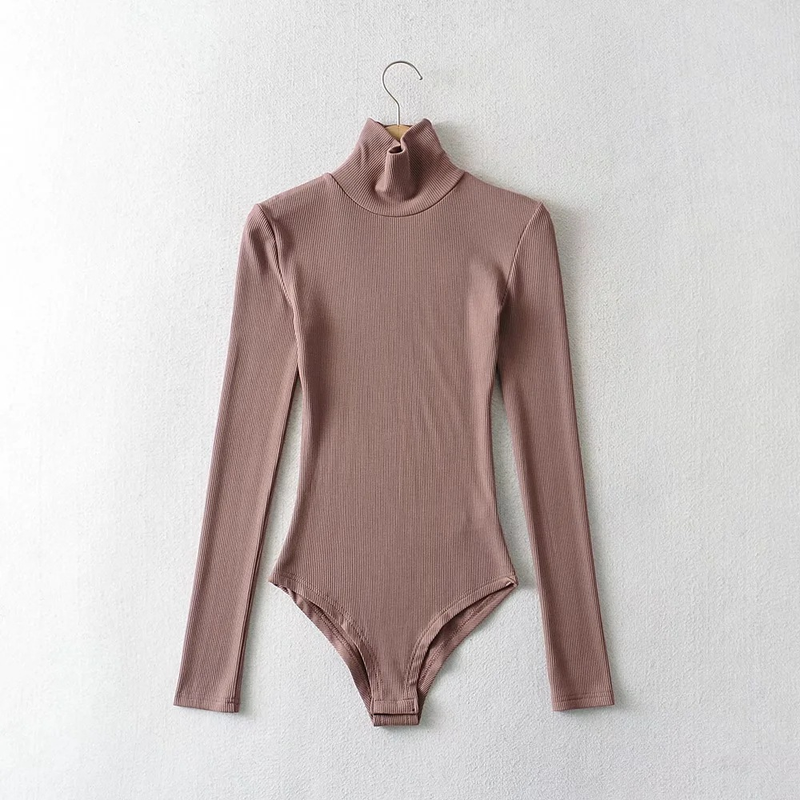 Combinaison à col roulé pour femmes Spice Girls, extensible et amincissante, T-shirt slim à manches longues, couleur unie_voghion.com