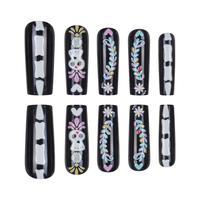 Unghie finte lunghe a forma di cartone animato di Halloween - Unghie finte stile Ins per donna, facili da applicare, riutilizzabili, con colla e gel adesivo_voghion.com