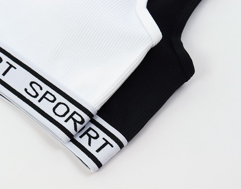 Damenbekleidung Sport-BH Hochfester, stoßfester Outdoor-Lauf-Fitness-BH Geraffte Formgebung Kein Stahlring Buchstabenweste Schöner Rücken-BH_voghion.com