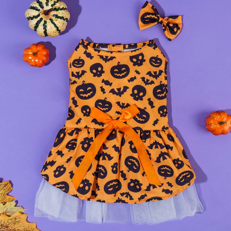 Hund Katze Halloween Haustier Kleidung Kürbis Transformation Kostüm Zauberer_voghion.com
