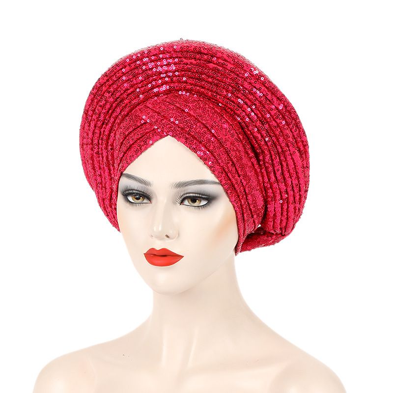 vendita calda paillettes pesanti laminate cappello da donna con croce sulla fronte cappello africano cappello musulmano_voghion.com