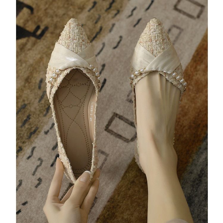 Scarpe da donna a punta Autunno/Inverno 2025 Nuove versatili ballerine basse con design a suola morbida_voghion.com