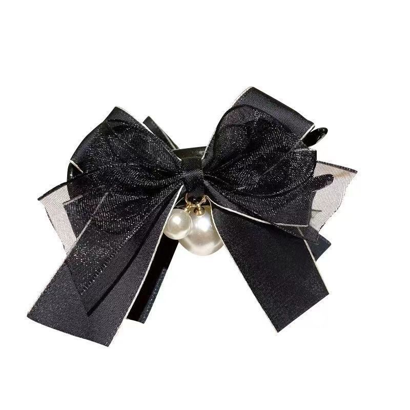 Forcina per capelli con doppio fiocco di perle e testa a sfera, copricapo da donna_voghion.com