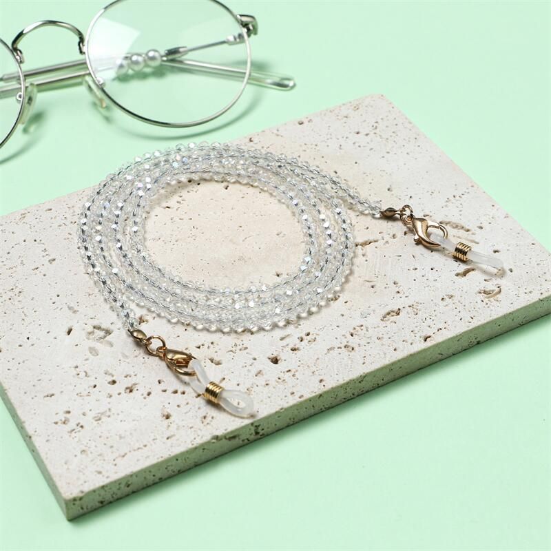 Multicolor Fashion Crystal Beaded Glasses Chain Mask_voghion.com