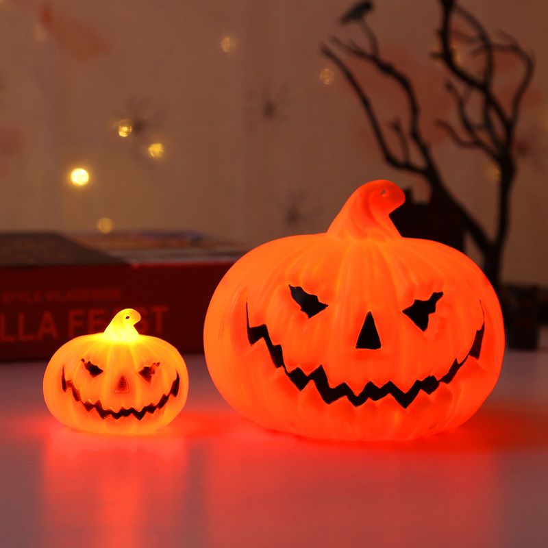 Glow-in-theark Plastic Halloween Pumpkin Lantern - Small Decorative Jack-O'-Lantern For Party, Home & Outdoor Decor_voghion.com
