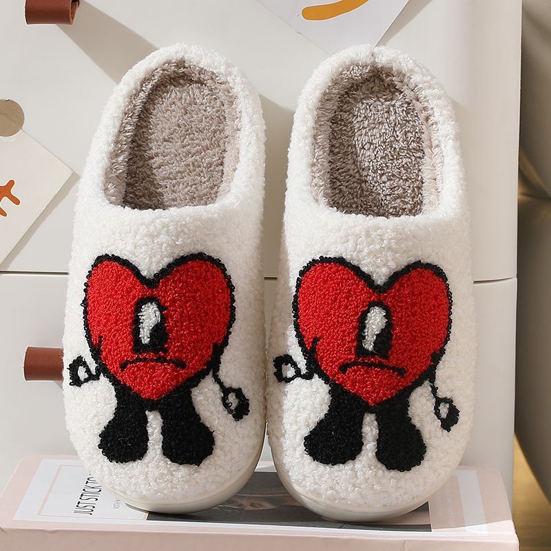 Dicke Sohle Anti-Rutsch-Hausschuhe für Zuhause, Bad Rabbit Heart Mr. Baumwolle, Hausschuhe für Damen und Herren, Paar, Cartoon, Herbst und Winter, Wärme_voghion.com
