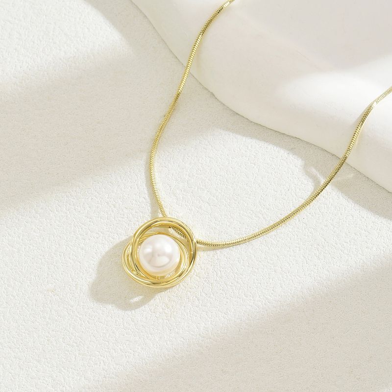 version of Korean style fresh and sweet small fragrance women's necklace niche string pearl cross ring design collarbone_voghion.com