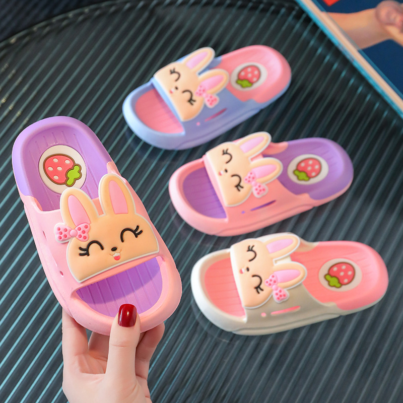 2023 neue kinder Sommer Mädchen Nette Mode Anti slip Weiche Sohle Hause Kind Kaninchen Kühlen Hausschuhe_voghion.com