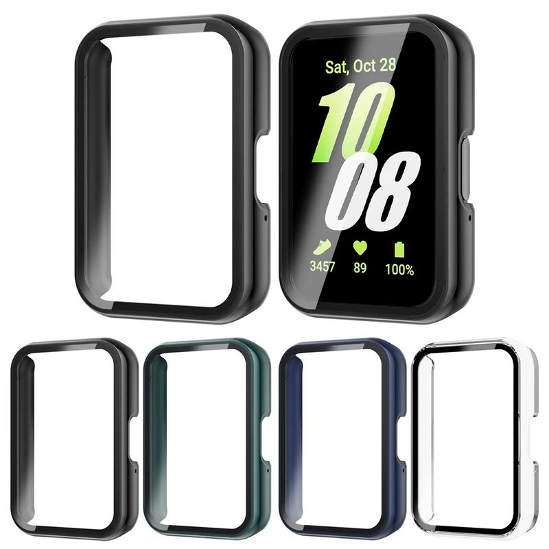 Samsung Galaxy Fit 3 Aksesuarları için Kılıf Her Yönüyle Çizilmez PC Çerçeve Tampon Temperli Cam Galaxy Fit3 Ekran Koruyucu_voghion.com