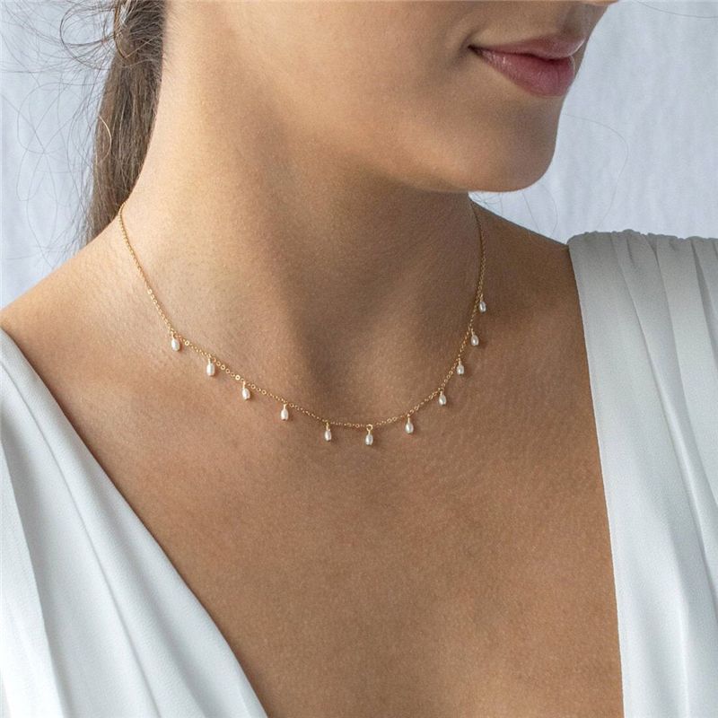 Fashion 14K Filled Natural Necklace Gold Choker Handmade Pendants Collier Femme Kolye Collares Boho Pearl Jewelry for Women_voghion.com